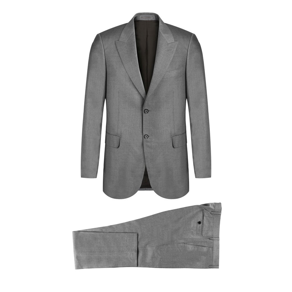 Premium Westminster Peak Lapel Wool Suit for Men - Vitale Barberis Canonico Grey Fabric - Perfect for Business Meetings, Weddings & Formal Events