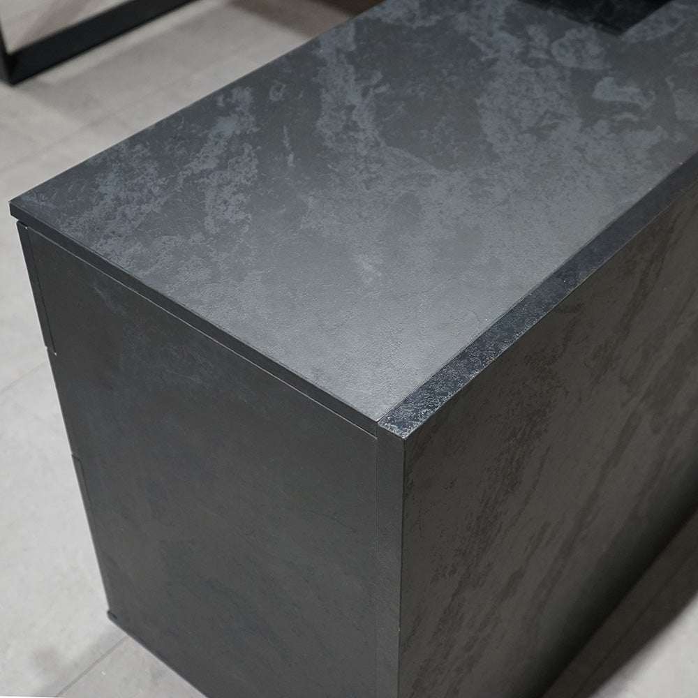 ADRIANO Black Executive Office Desk - Reversible 165cm to 180cm - Black Concrete Finish - Perfect for Home Office & Corporate Workspaces