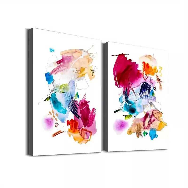 2 Pieces Colorful Abstract Art Framed Wall Decor 50x75cm - High Quality Canvas Print, Ready to Hang - Perfect for Living Room, Bedroom & Office Decor