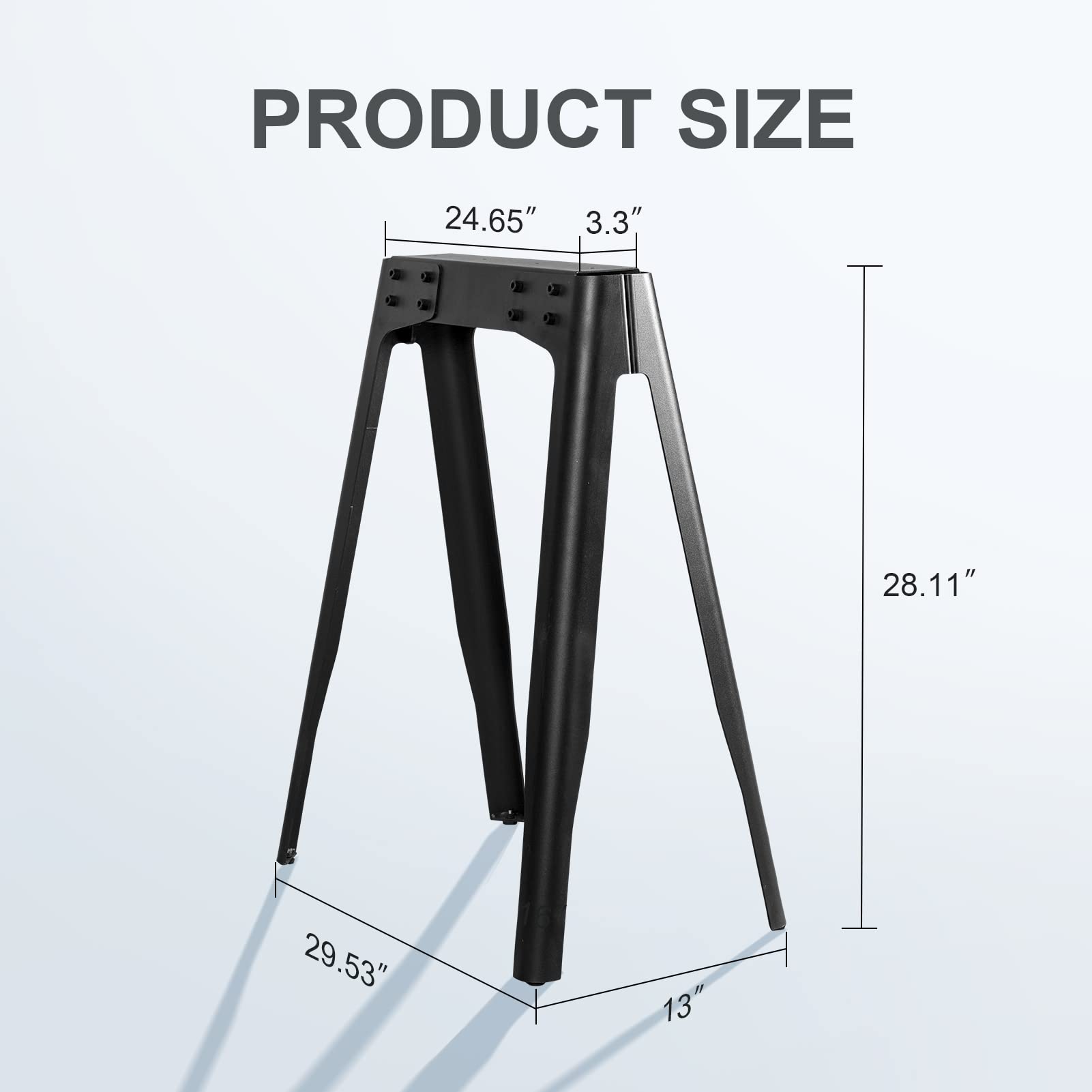 Topower Black Steel Table Legs - Heavy Duty Solid Iron Support Feet for DIY Desk, Bench & Office Furniture - Set of 2 (A-Leg) - Perfect for Home Office, Workshop & Industrial Workstations