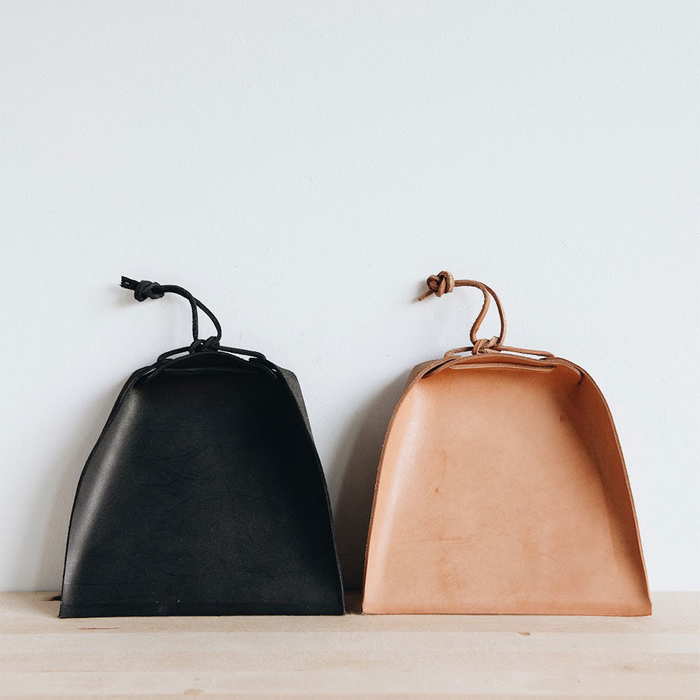 Premium Brown Leather Dustpan - Eco-Friendly Handmade Broom Companion for Home Cleaning & Pet Hair Removal