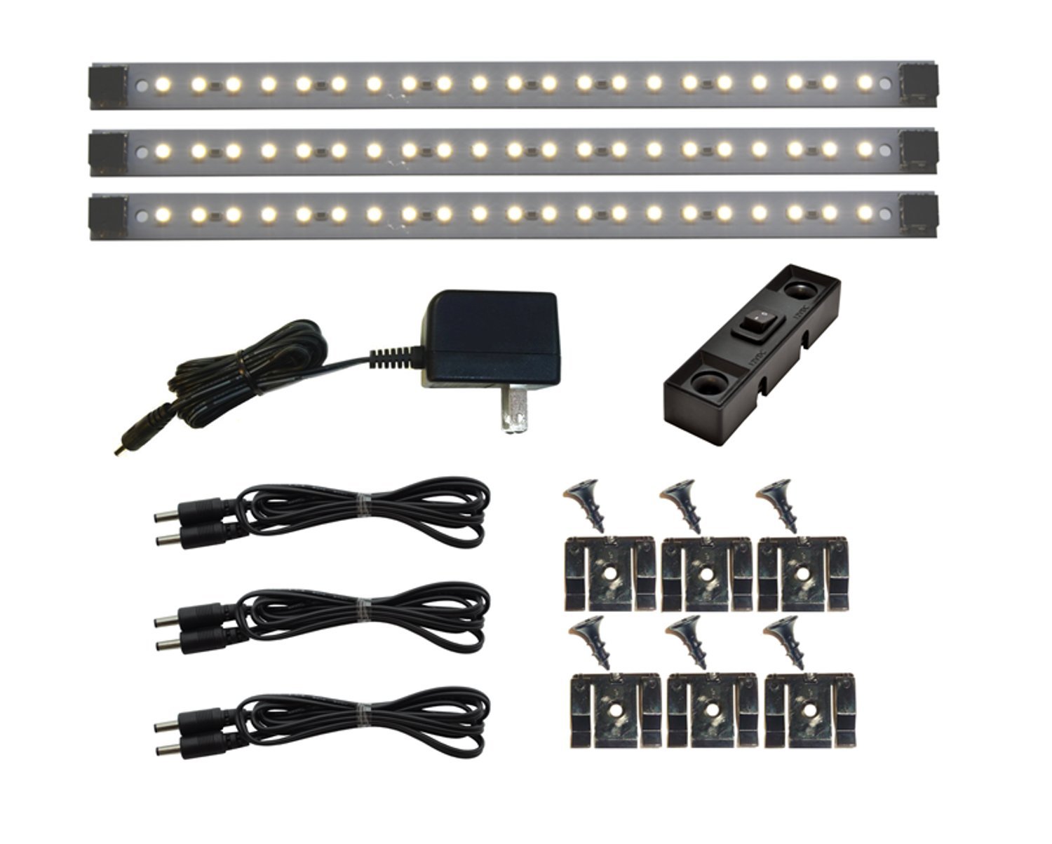 21 LED Under Cabinet Light Set - 3 Panel Pro Series Deluxe Kit in Pure White with Optional Inline Dimmer | Perfect for Kitchen Countertops, Display Shelves & Workspaces