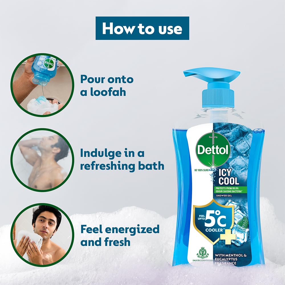 Dettol Cool Body Wash and Shower Gel - 500ml (Pack of 2) | Antibacterial & Refreshing | For Daily Hygiene & Post-Workout Cleanse