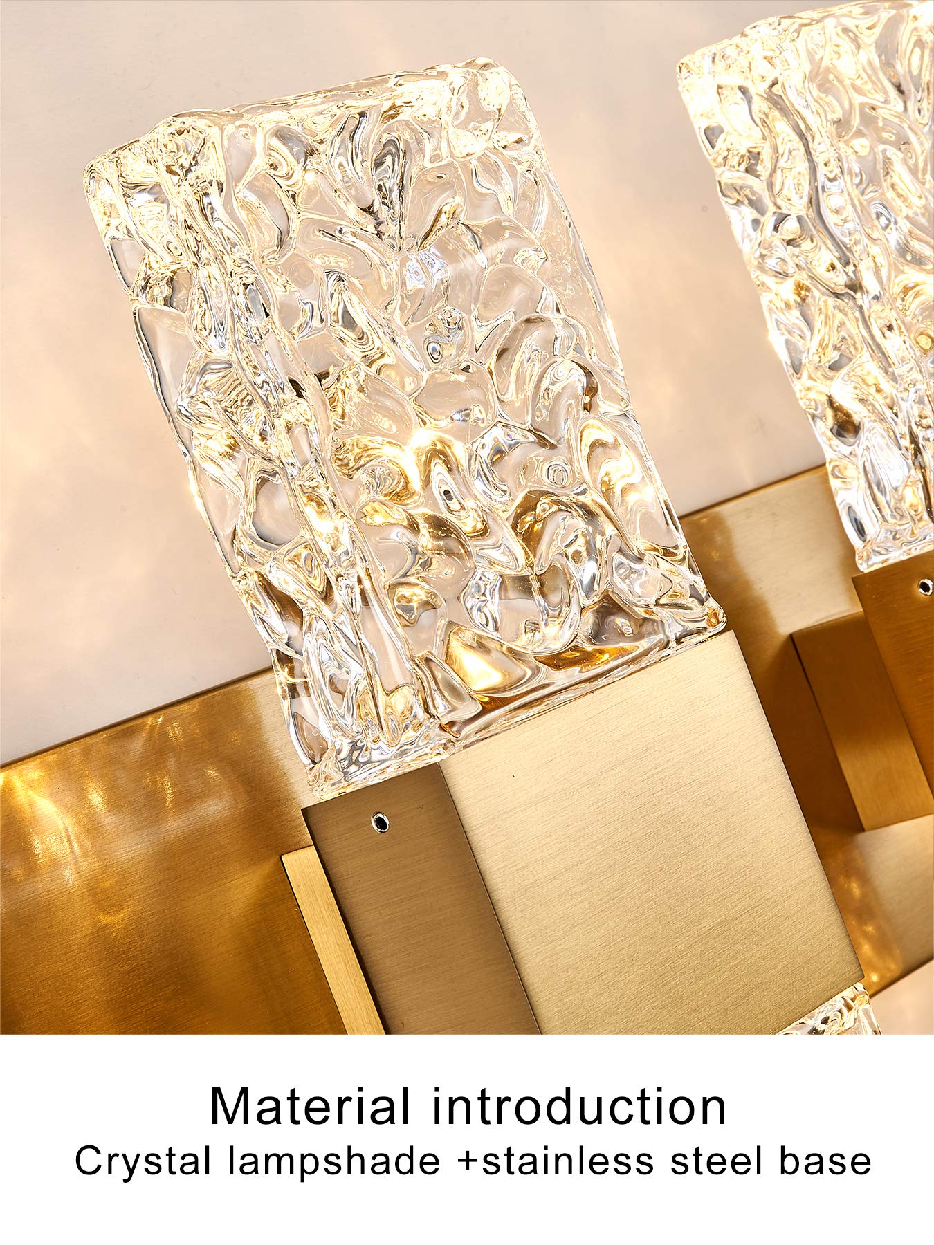 Modern LED Vanity Lights - Brushed Gold Crystal Bathroom Lighting for Mirror, 20W 3000K - Perfect for Bathroom Makeup & Grooming