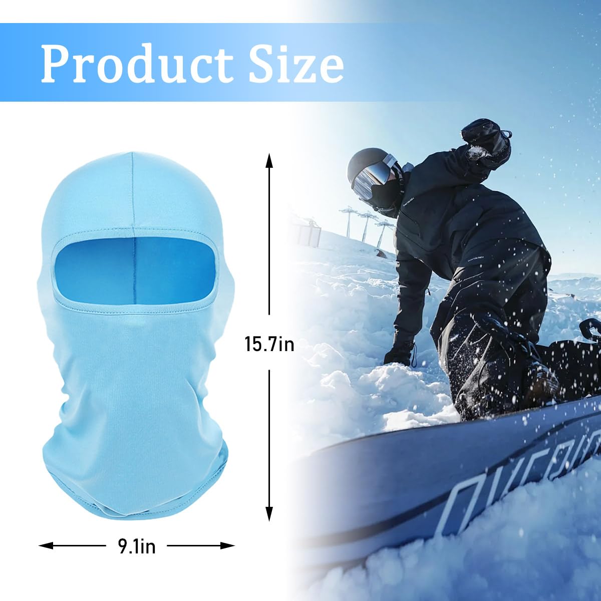 UV Protection Balaclava Ski Mask - Windproof Full Face Cover for Men & Women, Breathable & Lightweight Motorcycle Accessory (Light Blue) - Ideal for Skiing, Snowboarding, Motorcycling & Outdoor Winter Sports