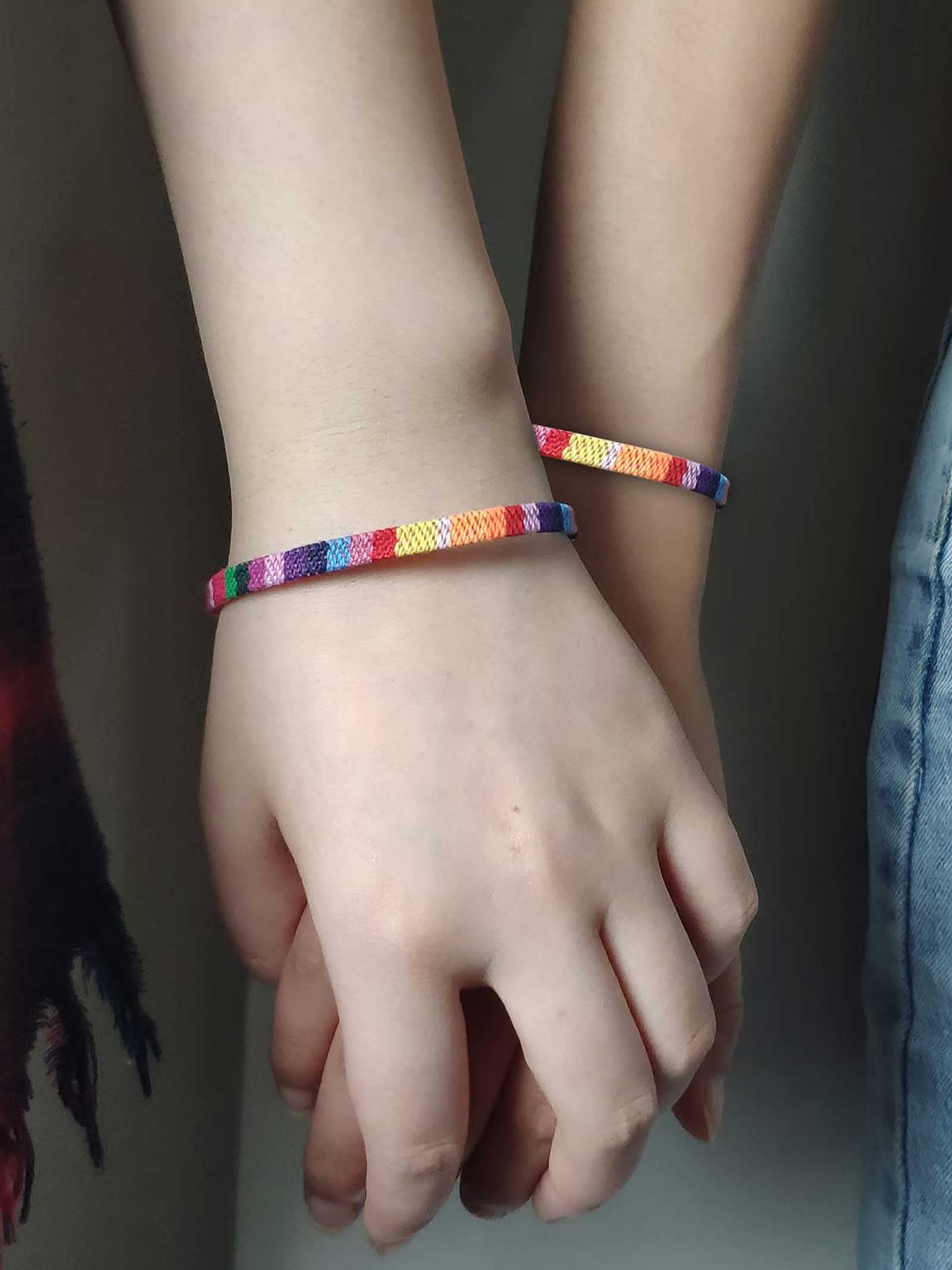 2-Pack Rainbow Pride Bracelets - Handmade LGBT String Bracelets for LGBTQ+ Support - Perfect for Pride Parades, Gifts & Everyday Wear