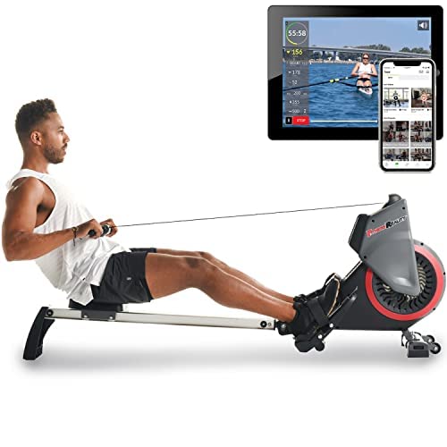 Fitness Reality Air & Magnetic Rowing Machine with On-Demand Coaching | 14-Level Dual Resistance System | Perfect for Home Gym, Cardio Workouts & Full-Body Training