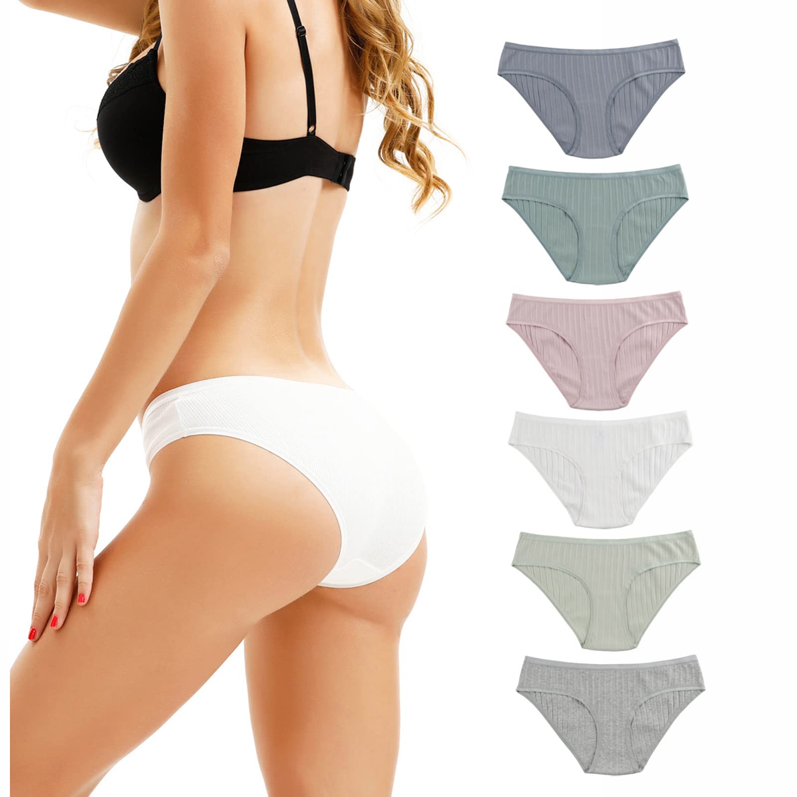 KNITLORD Women's Cotton & Rayon Bikini Underwear - Soft Stretch Comfort Briefs, Low Rise Panties (5 or 6 Pack) - Perfect for Everyday Wear, Yoga & Lounge