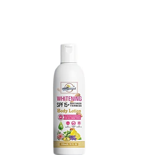 ABHIGAMYAH White Glow Skin Whitening & Brightening Hand Body Lotion with SPF | Vitamin C Enriched | Natural Glow & Cell Repair | Moisturizing Fairness Cream (200ml) - Perfect for Daily Hydration & Sun Protection