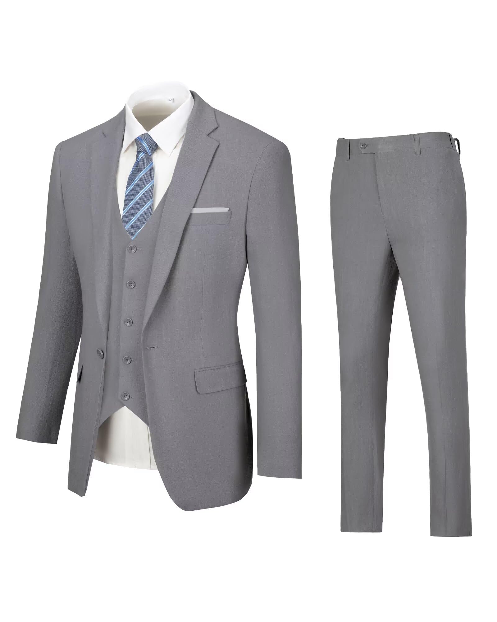 Premium 3-Piece Slim Fit Linen Suit for Men - Grey Wedding Groomsmen Suit with Notched Lapel (2024 Collection) | Formal Occasions, Business Meetings & Special Events