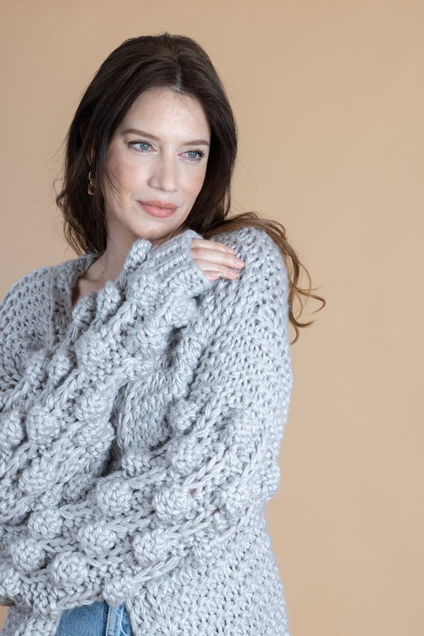 Stylish Knit Cardigan with Bauble Sleeves - Cozy Winter Sweater for Women | Perfect for Office, Date Night & Casual Outfits
