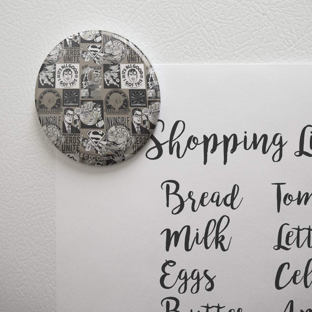Superman Grey Pattern Fridge Magnet for Kitchen - Decorative Button Magnet for Refrigerator, Office & Home Use - Perfect for Holding Notes, Photos & Reminders