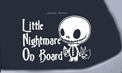 Jack Skellington Nightmare Before Christmas Vinyl Car Decal - 7.5 Inch White Baby on Board Sticker for Car Windows, Holiday Car Accessories | Perfect for Halloween & Christmas Decorations