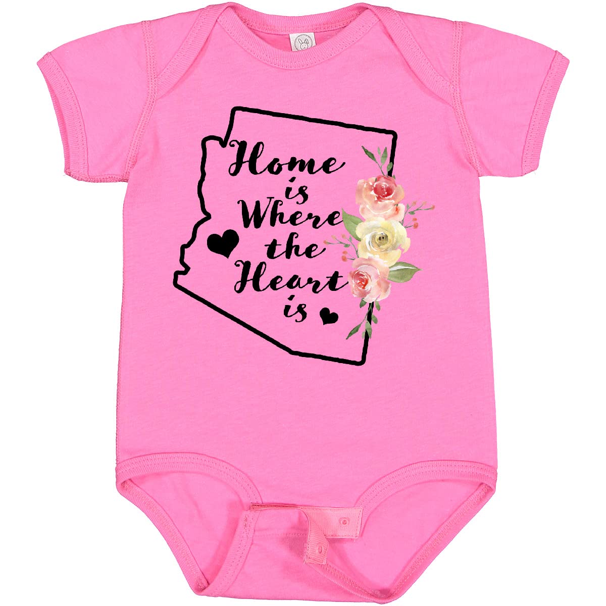 Inktastic Arizona Home is Where The Heart is Watercolor Baby Bodysuit - Soft Cotton Onesie for Newborns, Infants & Toddlers - Perfect for Family Photos, Holidays & Everyday Wear