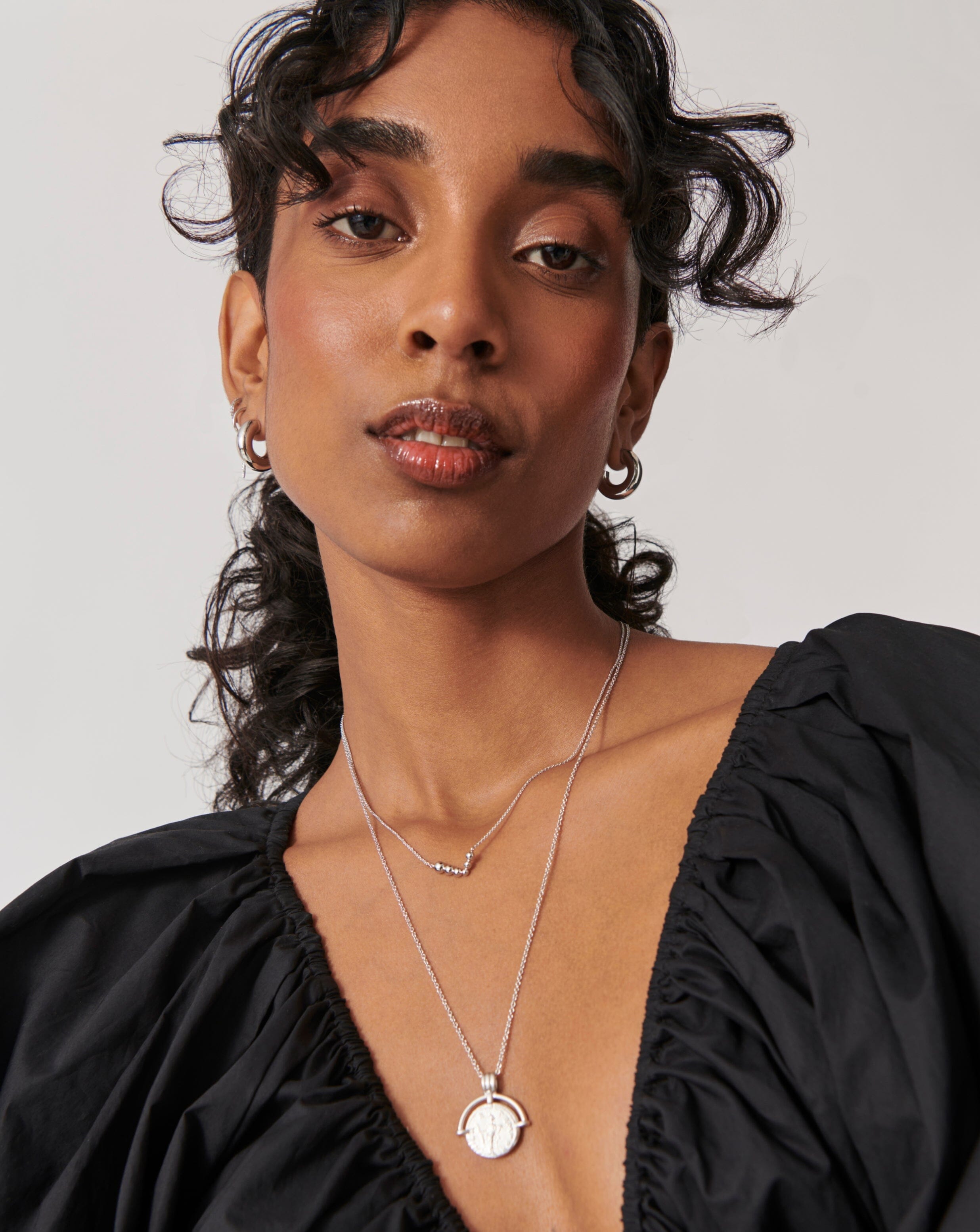 Beaded Floating Necklace | Sterling Silver Jewelry for Women | Elegant Layered Pendant Necklace for Daily Wear & Special Occasions