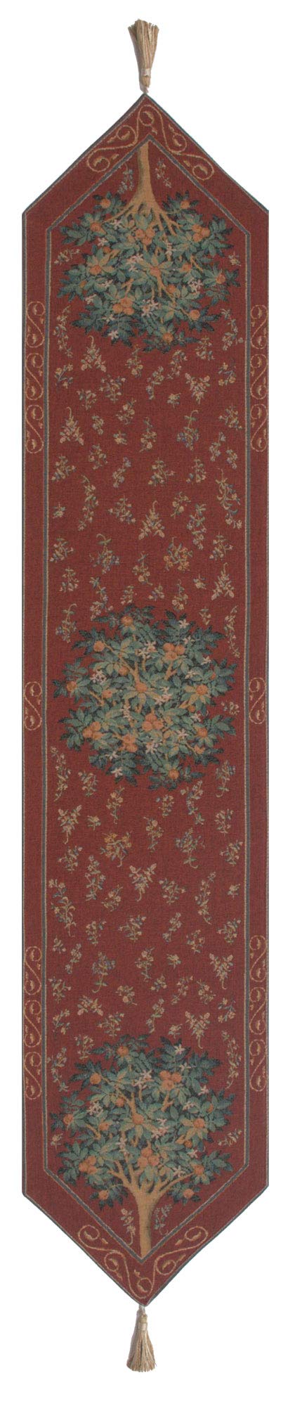 Charlotte Home Furnishings Orange Tree II French Tapestry Table Runner - 70x14 Inch Cotton Dining Table Decor for Wedding, Party & Home Decor - Elegant Dresser & Buffet Table Cover for Formal Dining Rooms