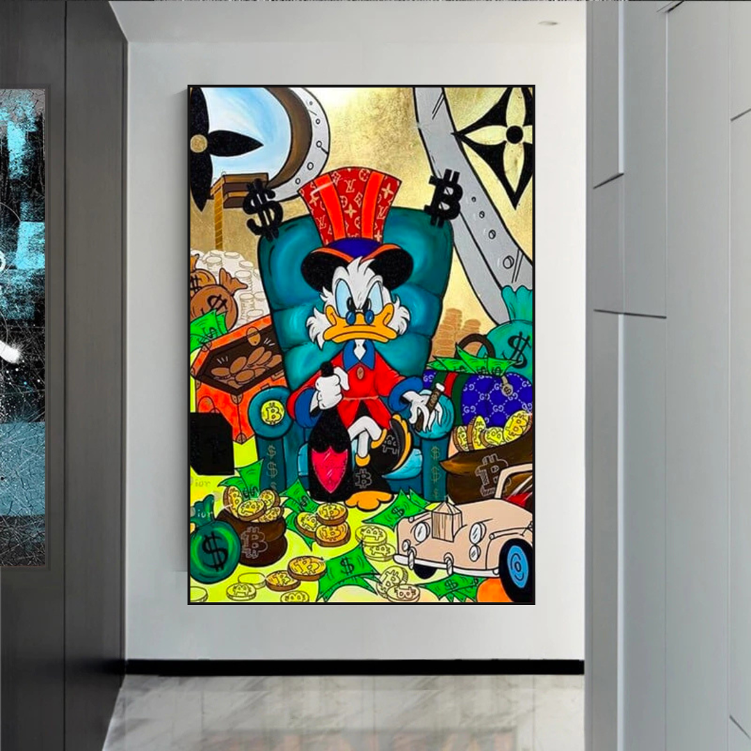 Uncle Scrooge Canvas Wall Art - Premium Disney Duck Family Decor for Living Room, Bedroom & Office | Waterproof Gallery-Wrapped Painting