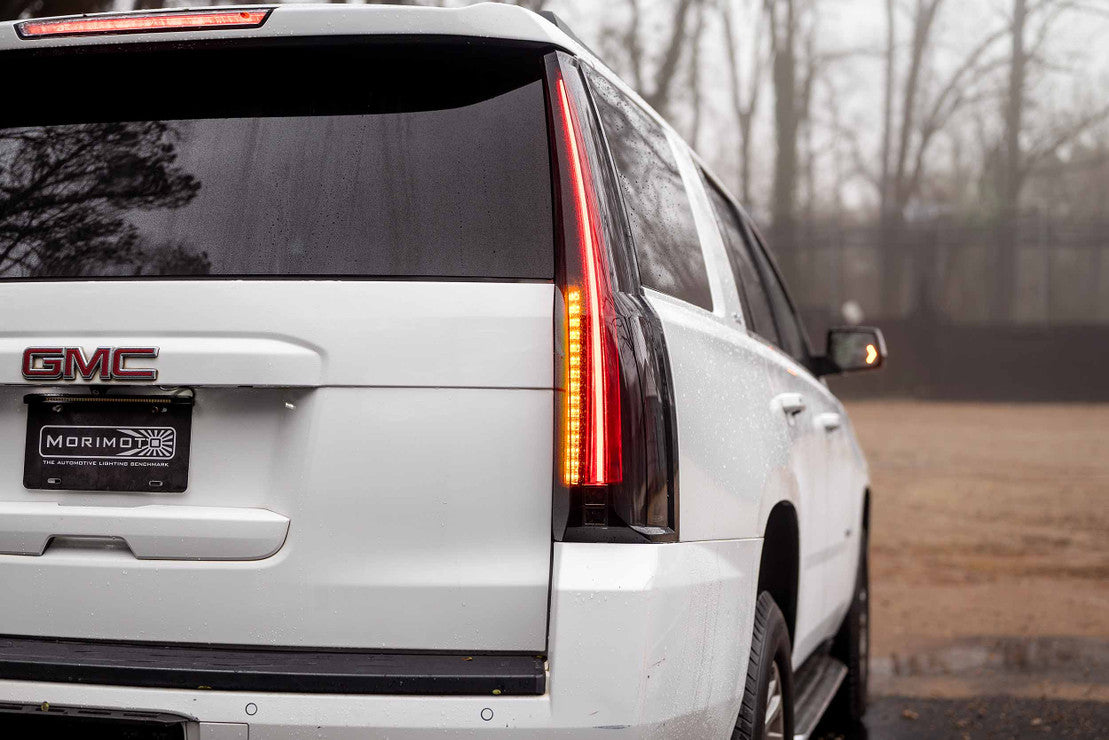 GMC Yukon (2015-2020) XB LED Tail Lights - Smoked Black Housing with Sequential Turn Signals - Perfect for Off-Roading & Night Driving