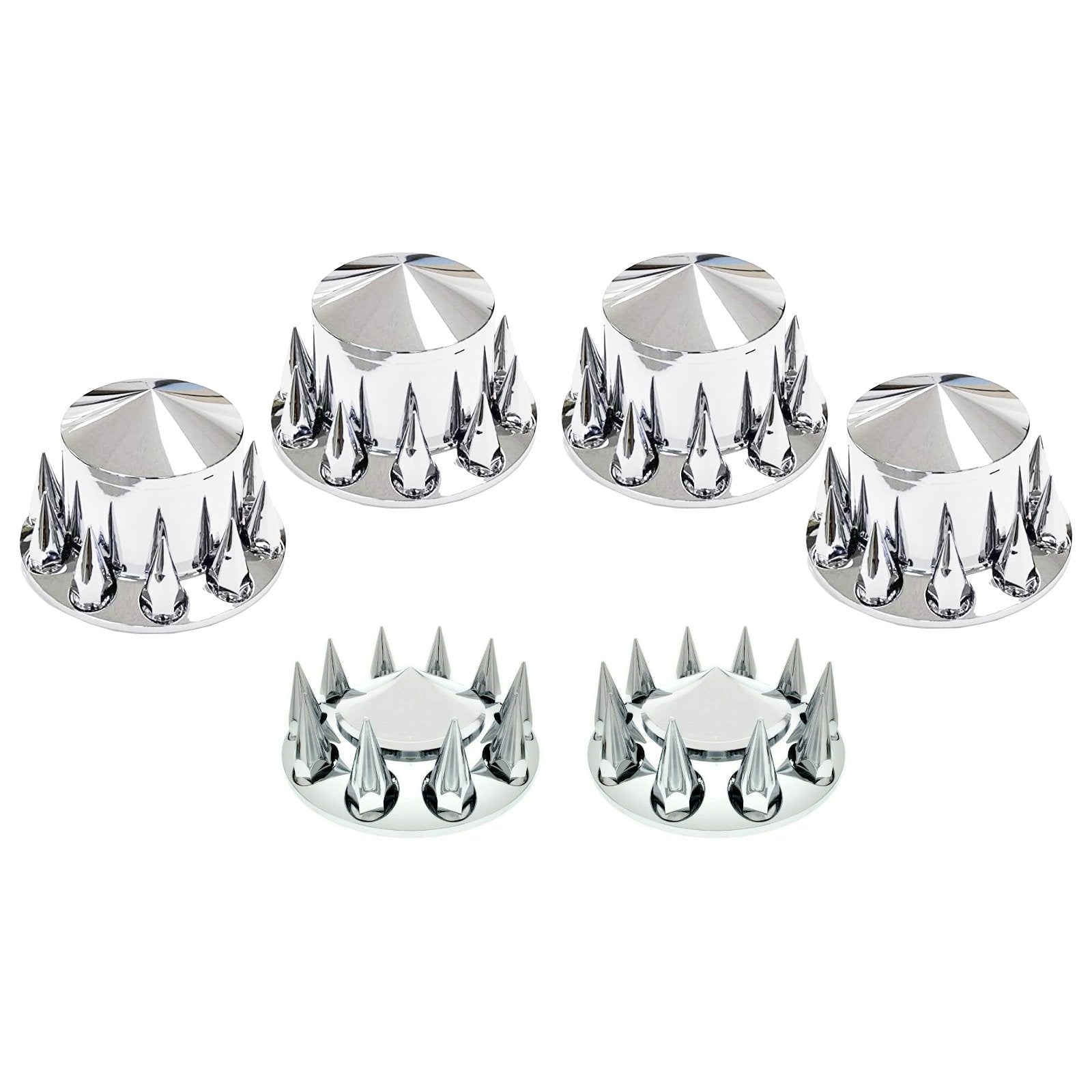 Fortpro Chrome Front & Rear Cone Style Axle Cover Kit with 33mm Thread On Spike Nuts for Semi Trucks | Heavy Duty Protection & Style | Perfect for Long Haul & Commercial Vehicles (Model F247510)
