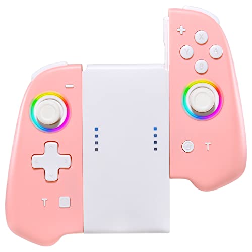 Momen Joycons Controller for Nintendo Switch/Switch OLED/Switch Lite - Wireless Game Controller with Dual Vibration, Adjustable LED Light, Turbo & Motion Control (Pink) - Perfect for Multiplayer Gaming, Party Play & Family Entertainment