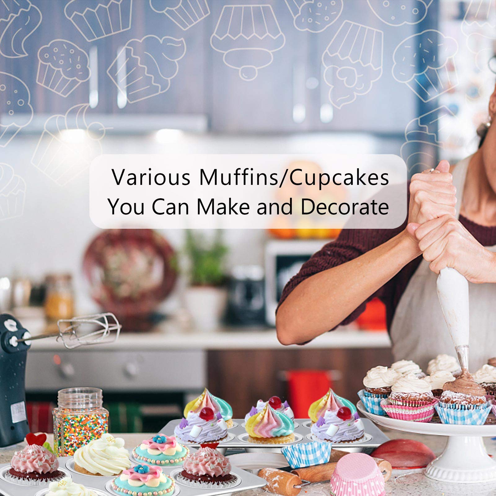 Premium Non-Toxic Muffin Pans for Baking - 2-Piece Cupcake Pan Set for Cakes, Cornbread, Quiche & More | Oven & Dishwasher Safe | Perfect for Home Baking, Parties & Holiday Treats
