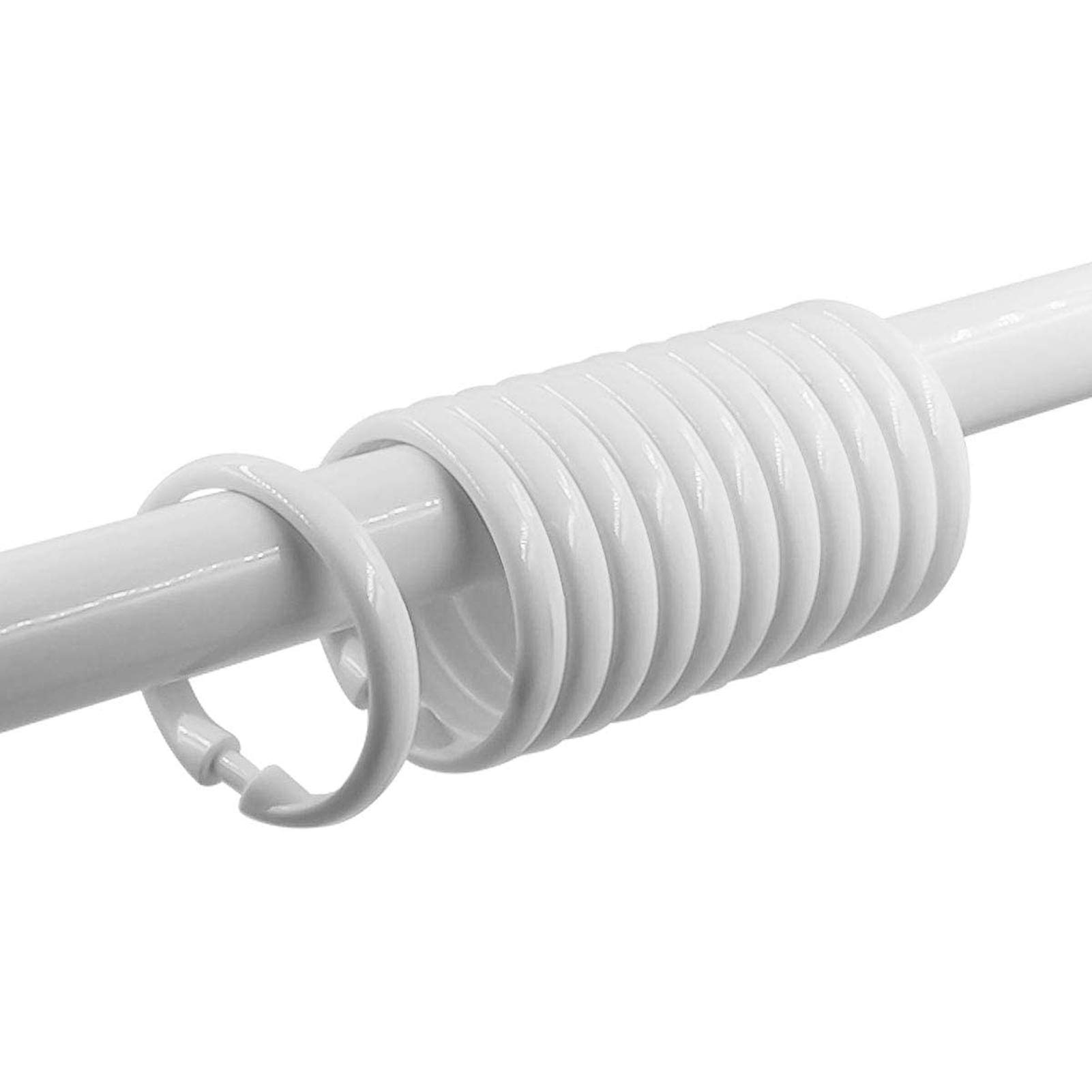 12 Pack White Plastic Shower Curtain Hooks - Rustproof Bathroom Curtain Rings for Shower Rods & Window Drapes - Durable O-Ring Hangers for Bathroom, Hotel, and Home Decor