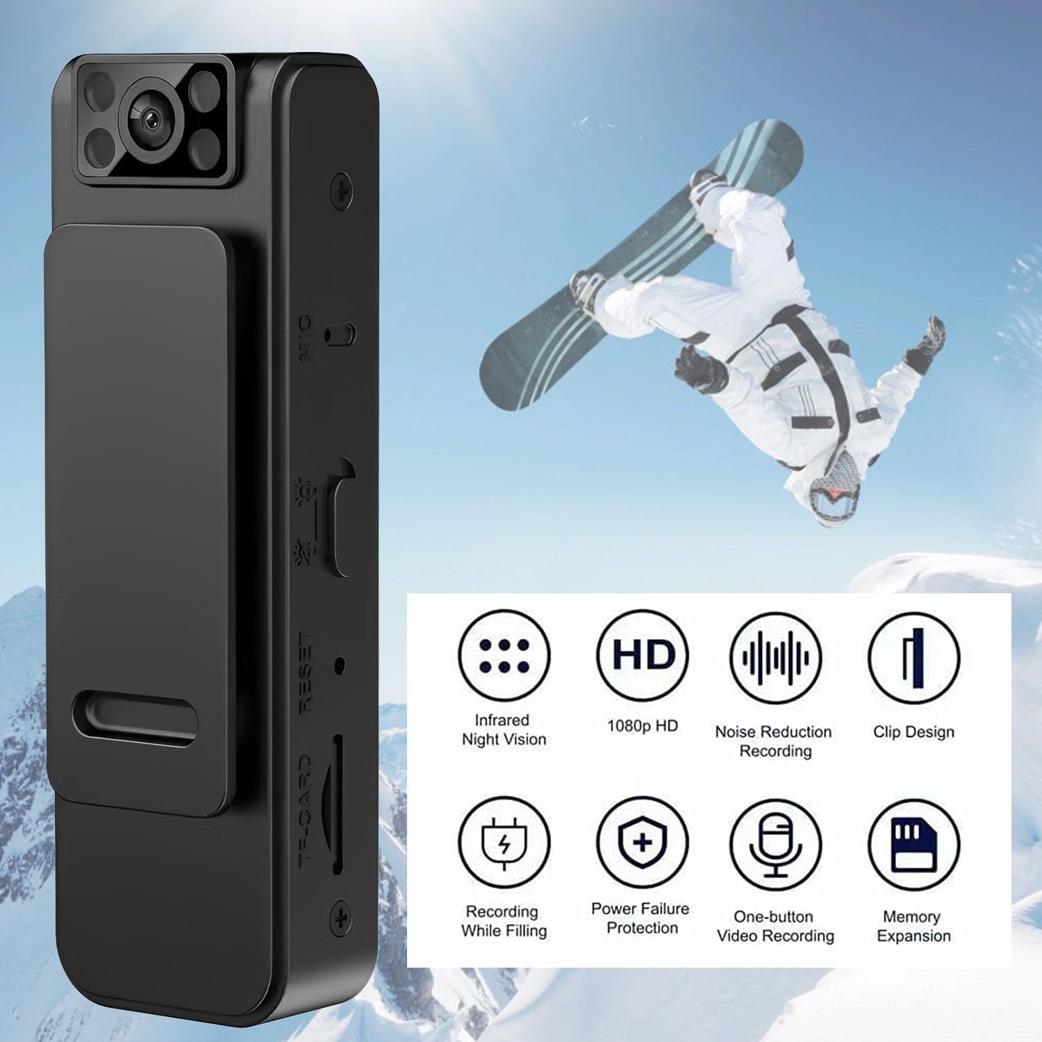 CLOXKS 2023 New HD 1080P Noise Reduction Action Camera - Mini Body Camera with Night Vision, Rotatable Lens & Long Battery Life - Perfect for Outdoor Sports, Travel Vlogging & Nighttime Adventures