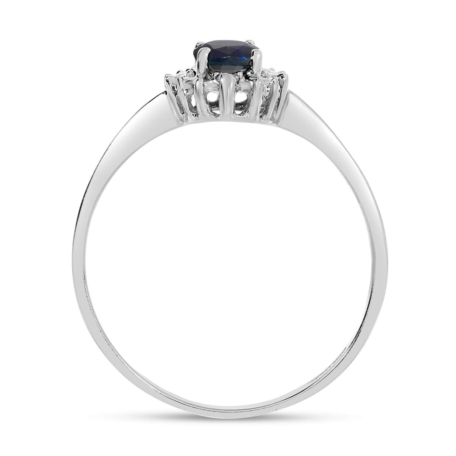 10K White Gold Oval Sapphire and Diamond Ring for Women - Elegant Engagement, Wedding, Anniversary Gift - Perfect for Proposals, Bridal Jewelry, and Special Occasions