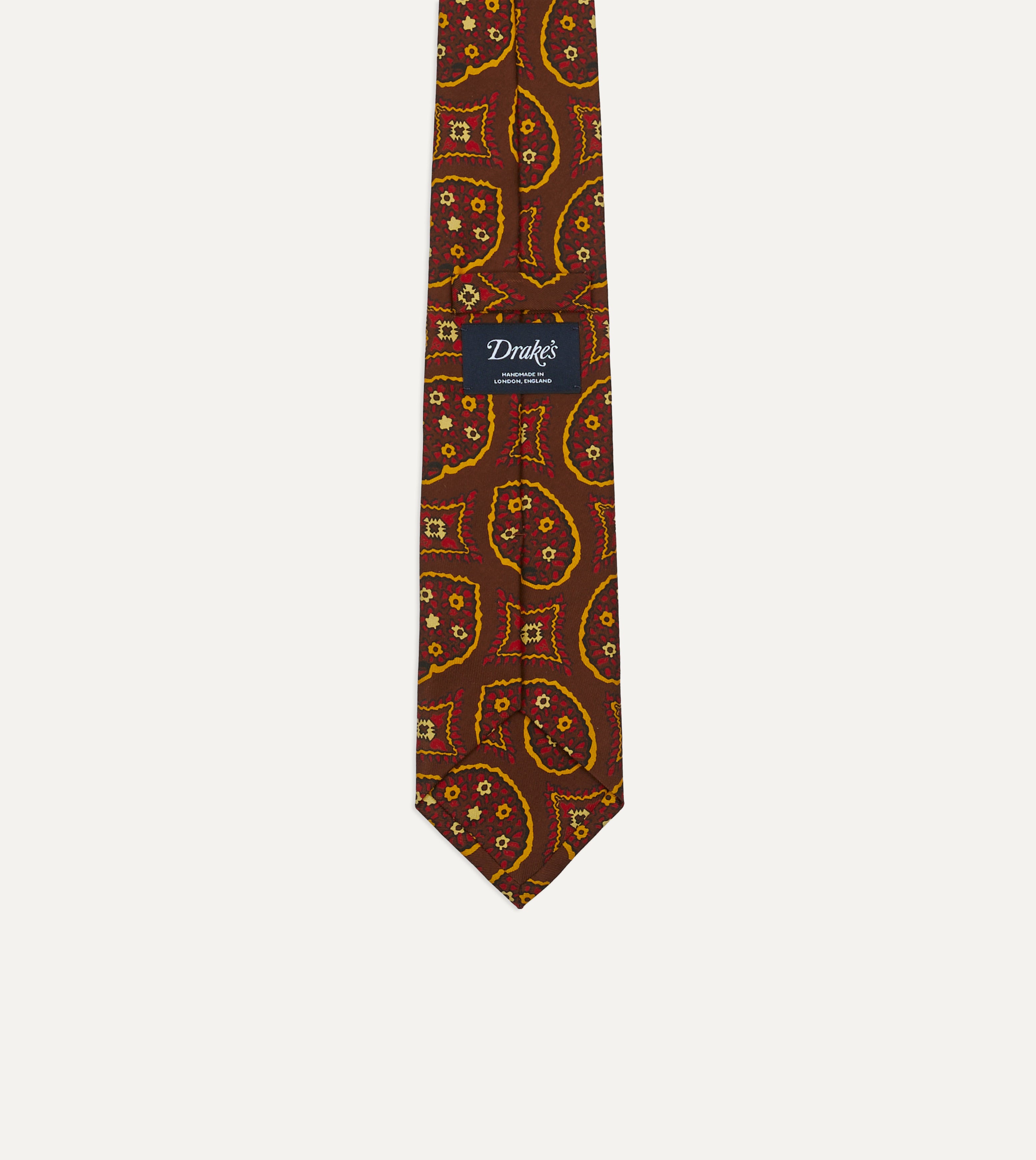 Premium Brown Exploded Paisley Print Silk Self-Tipped Necktie for Men - Perfect for Weddings, Business Meetings & Formal Occasions