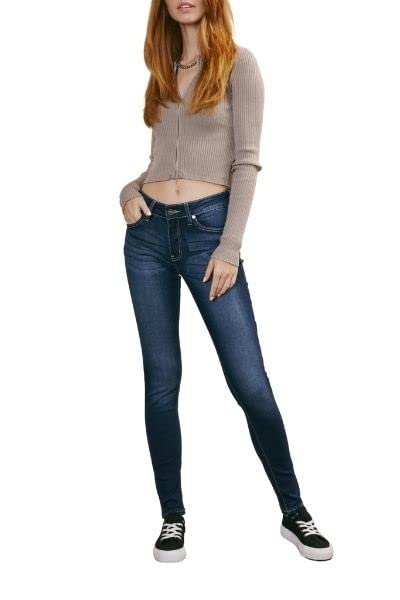 Kancan Women's Mid Rise Super Skinny Jeans KC7085DH - Stretch Denim Pants for Casual Wear & Night Out | Trendy Slim Fit Jeans for Women