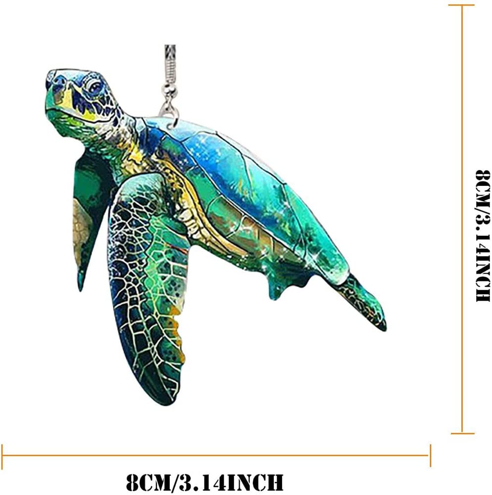 Zcargel Sea Turtle Mom & Baby Car Hanging Ornament - Cute Cartoon Rearview Mirror Dangle Accessory for Car Decor | Perfect Gift for Animal Lovers & Beach-Themed Vehicles
