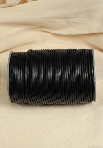 Premium 2mm Black Leather Cord for Jewelry Making, DIY Crafts, and Macrame – 1 Meter Length – Perfect for Bracelets, Necklaces, and Home Decor Projects
