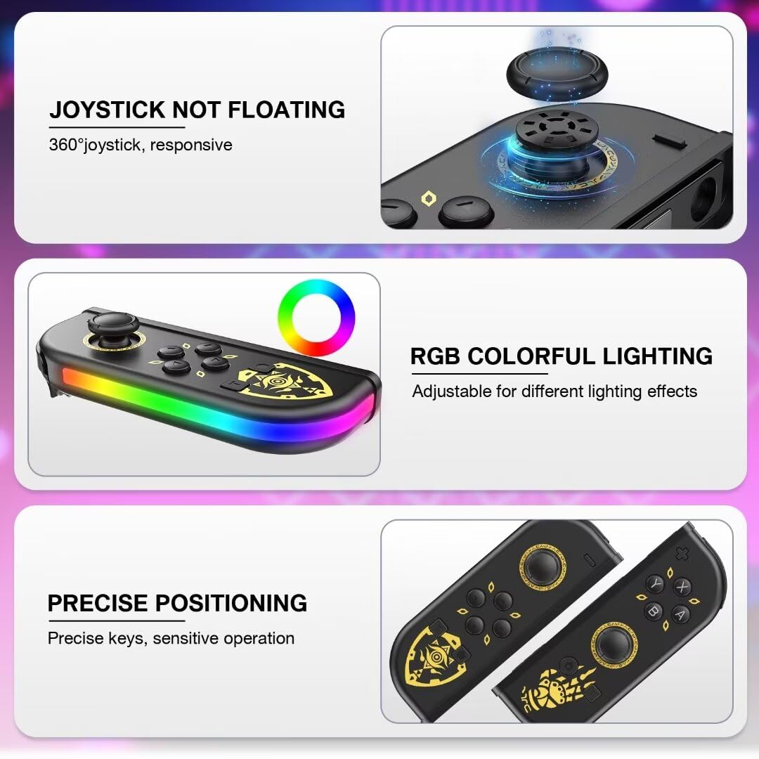 Enadvd Wireless Pro Controller for Nintendo Switch - RGB Lighting, Motion Control, Dual Vibration, 600mAh Battery, Wake-up Function | Perfect for Gaming, Party Play & Family Entertainment