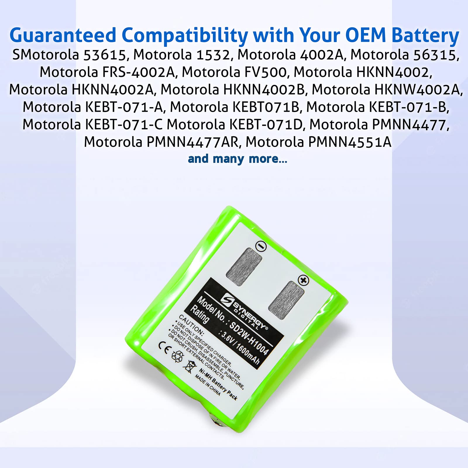 Synergy Digital 2-Way Radio Replacement Batteries for Motorola T6320 - Ni-MH 3.6V 1600mAh (2-Pack) - Compatible with Motorola 53615 Battery - Perfect for Business, Construction & Outdoor Communication