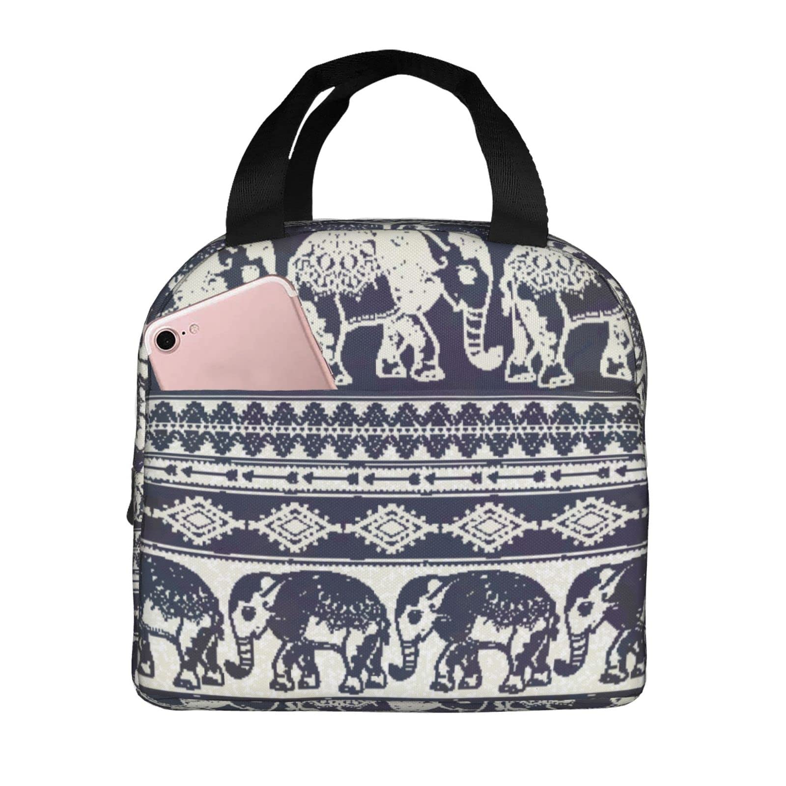 Elephant Print Insulated Lunch Bag - Reusable & Portable Cooler Tote for Office, Picnic, School | Eco-Friendly Lunch Box for Men & Women | Perfect for Work, Outdoor Activities & Daily Commute