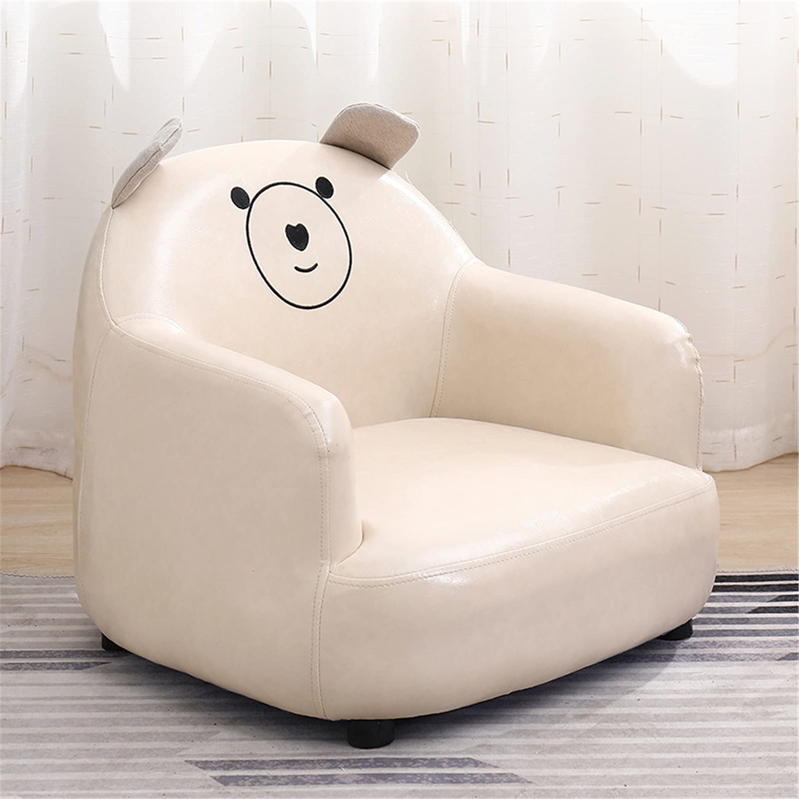 ZJDU Kids Sofa Chair for Toddlers - Wooden Frame Upholstered PVC Leather Children's Couch, Comfortable Seat Furniture for Boys & Girls - Perfect for Playroom, Nursery or Birthday Gift (White)