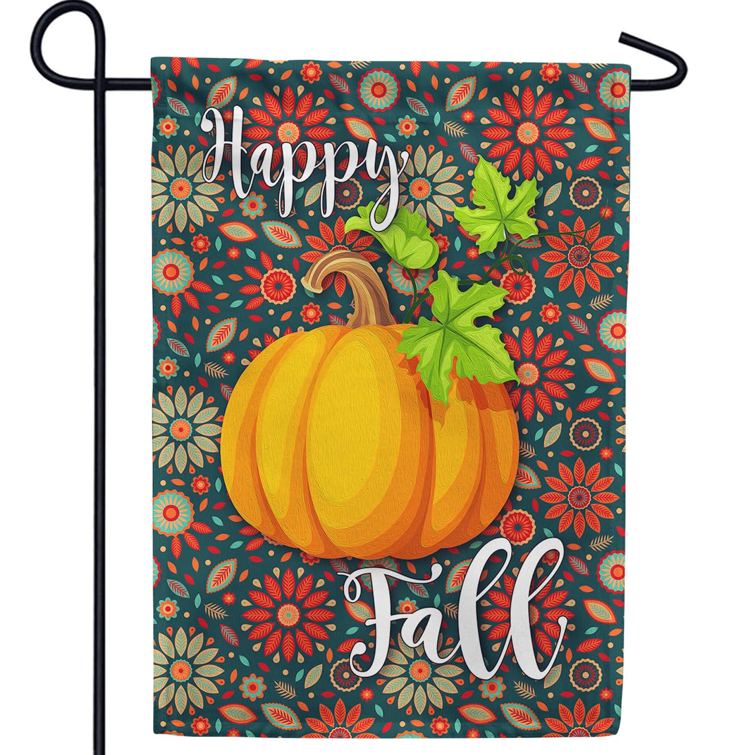 Happy Fall Garden Flag - Double Sided Autumn Decor with Pumpkins, Maple Leaves & Sunflowers - 12.5 x 18 Inch Seasonal Yard Flag for Thanksgiving & Outdoor Decoration - Perfect for Porch, Lawn & Seasonal Home Decor
