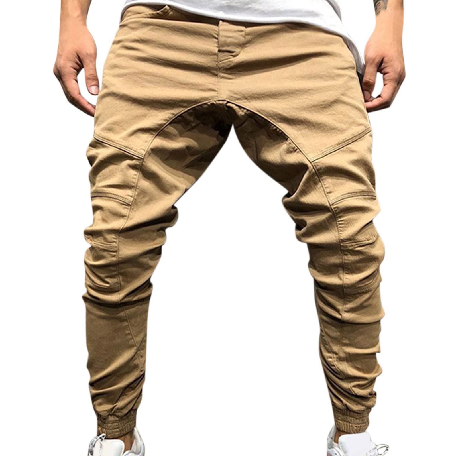 MYNKYLL Men's Casual Overalls with Zipper Pockets - Sports Pants & Trousers with Dinosaur Tail Design for Outdoor Activities, Cosplay and Streetwear Fashion