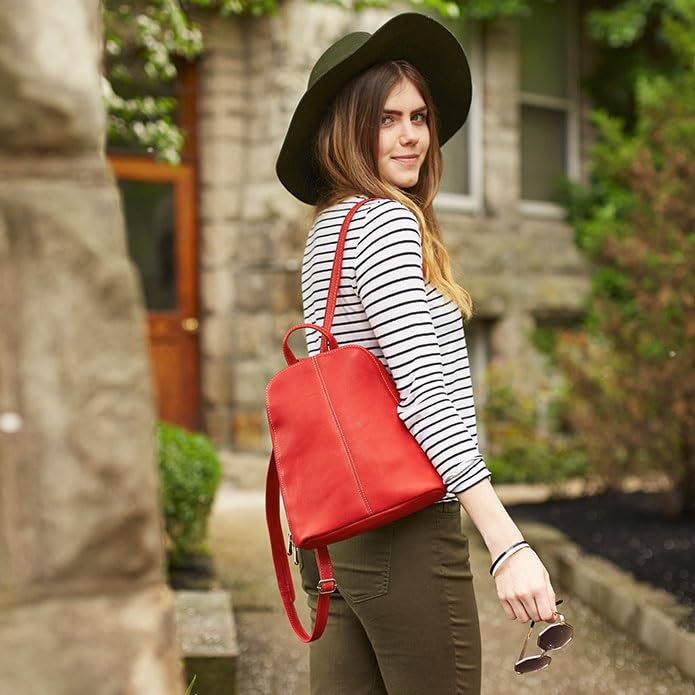 Le Donne Genuine Leather U-Zip Crossbody Bag for Women - Convertible Sling Backpack with Adjustable Strap - Perfect for Travel, Work & Daily Use
