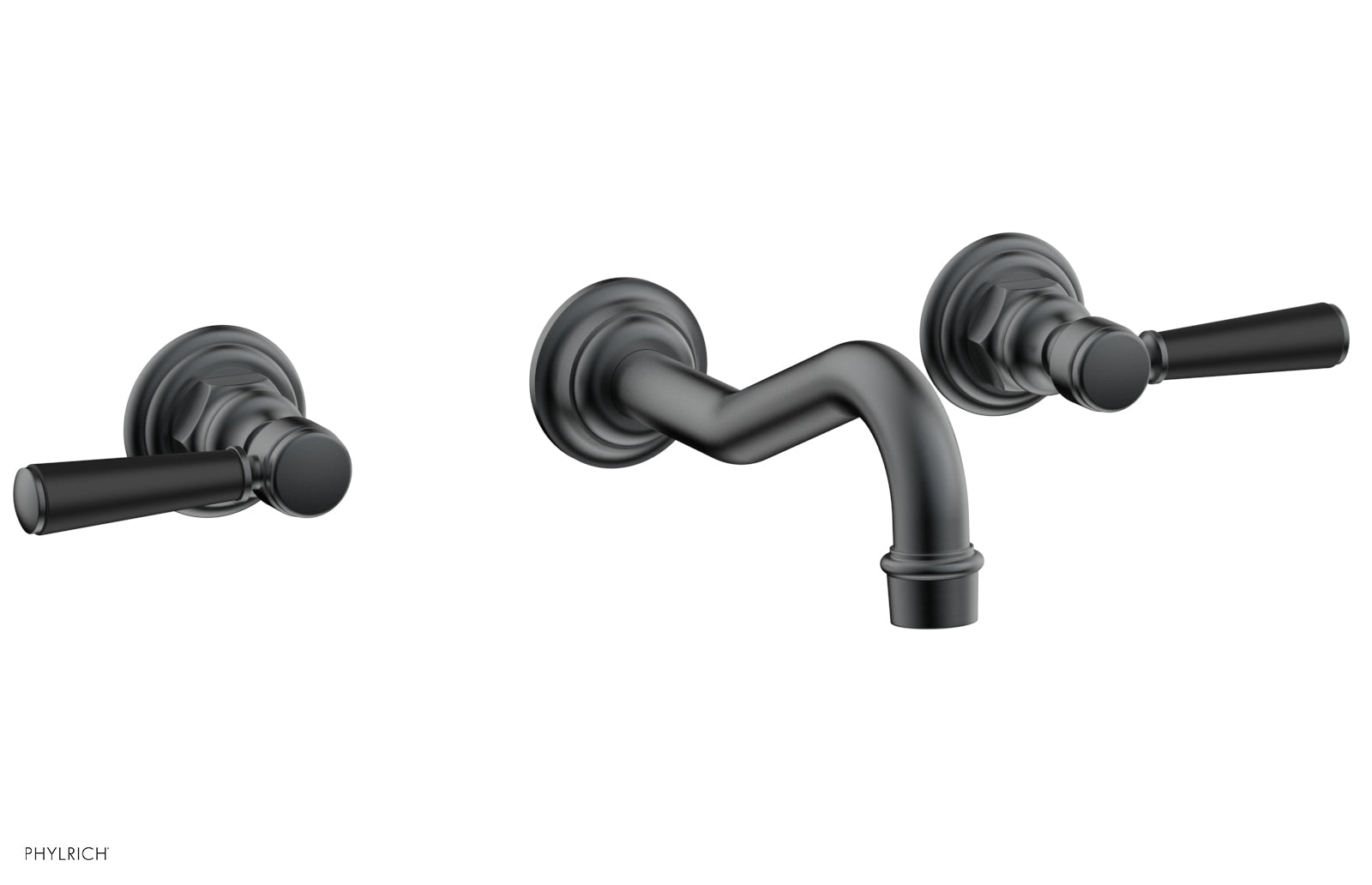 HENRI Wall Lavatory Set - Satin Black Lever Handles 161 12