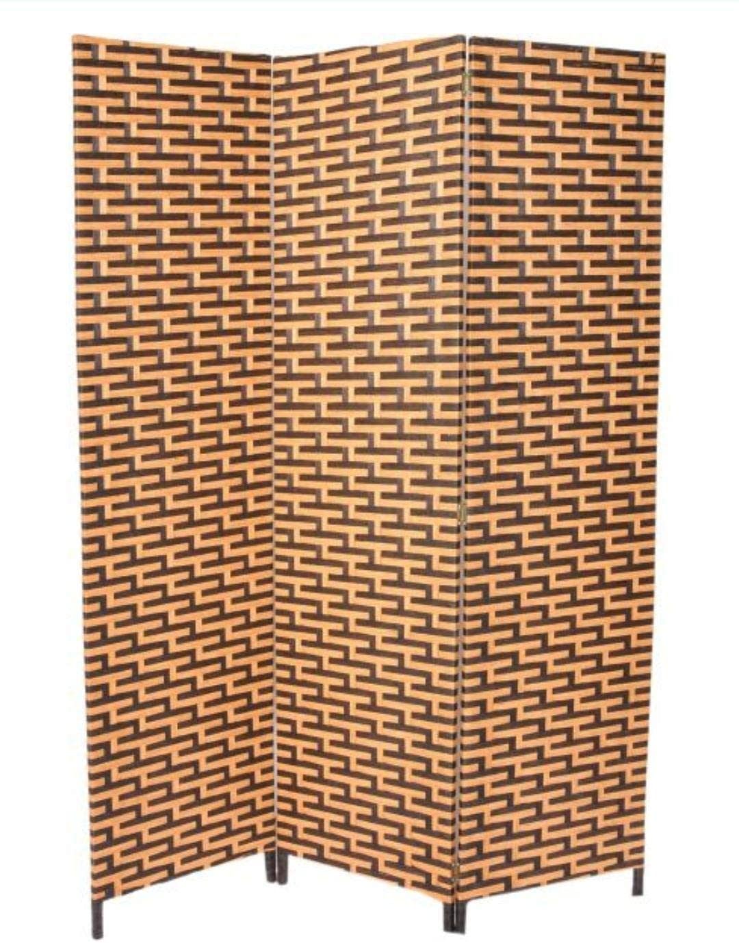 ORE International 3-Panel Folding Room Divider Screen - Cherry Wood Finish - Privacy Partition for Home, Office & Dorm - Perfect for Room Separation, Decoration & Space Organization