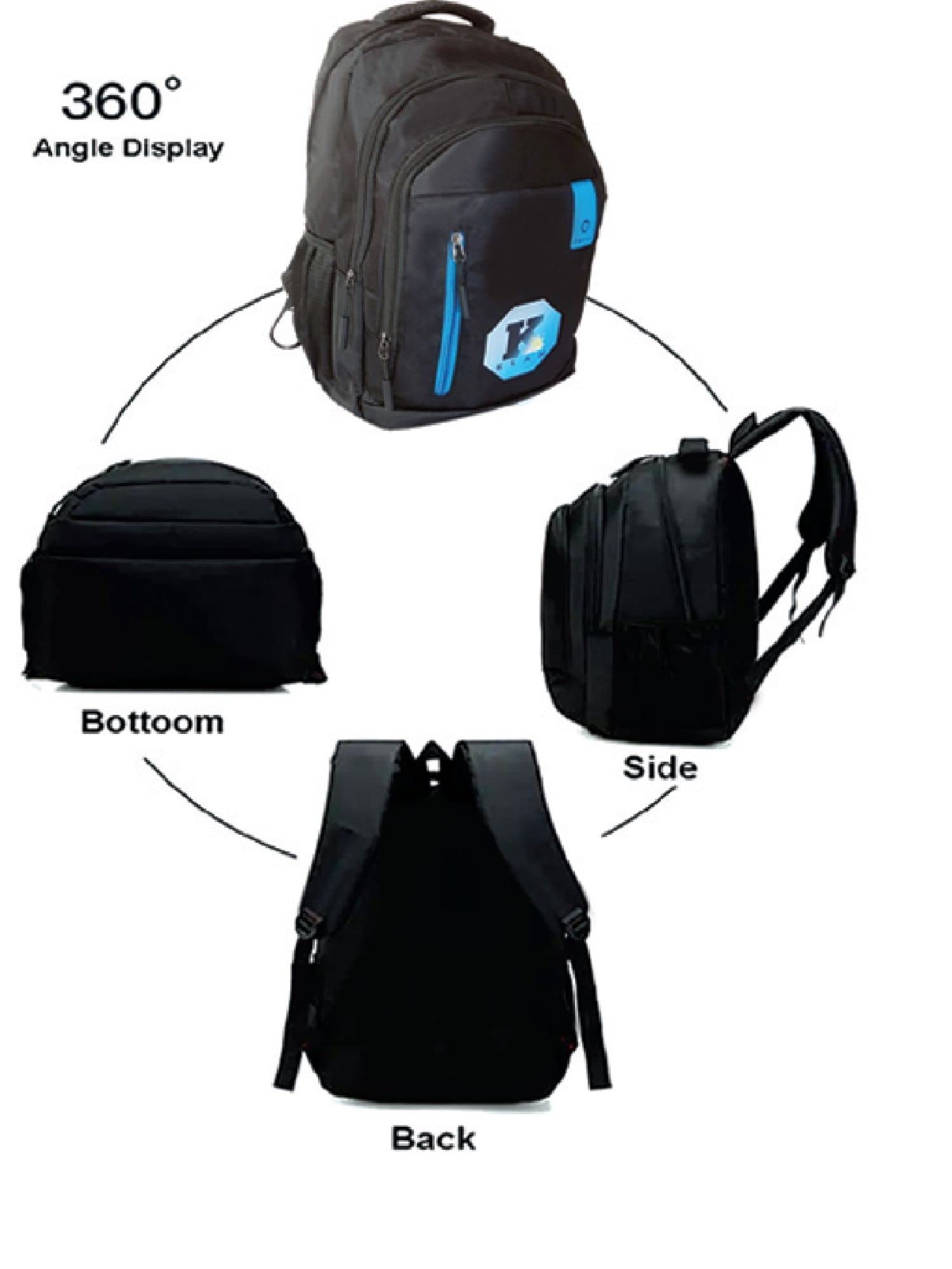 KLAM Unisex Waterproof 30L Laptop Backpack - Lightweight Polyester School, College & Office Bag with Document Compartment - Perfect for Travel, Work & Sports (17.5 Inch, Black) - Ideal for Commuting, Business Trips & Outdoor Activities