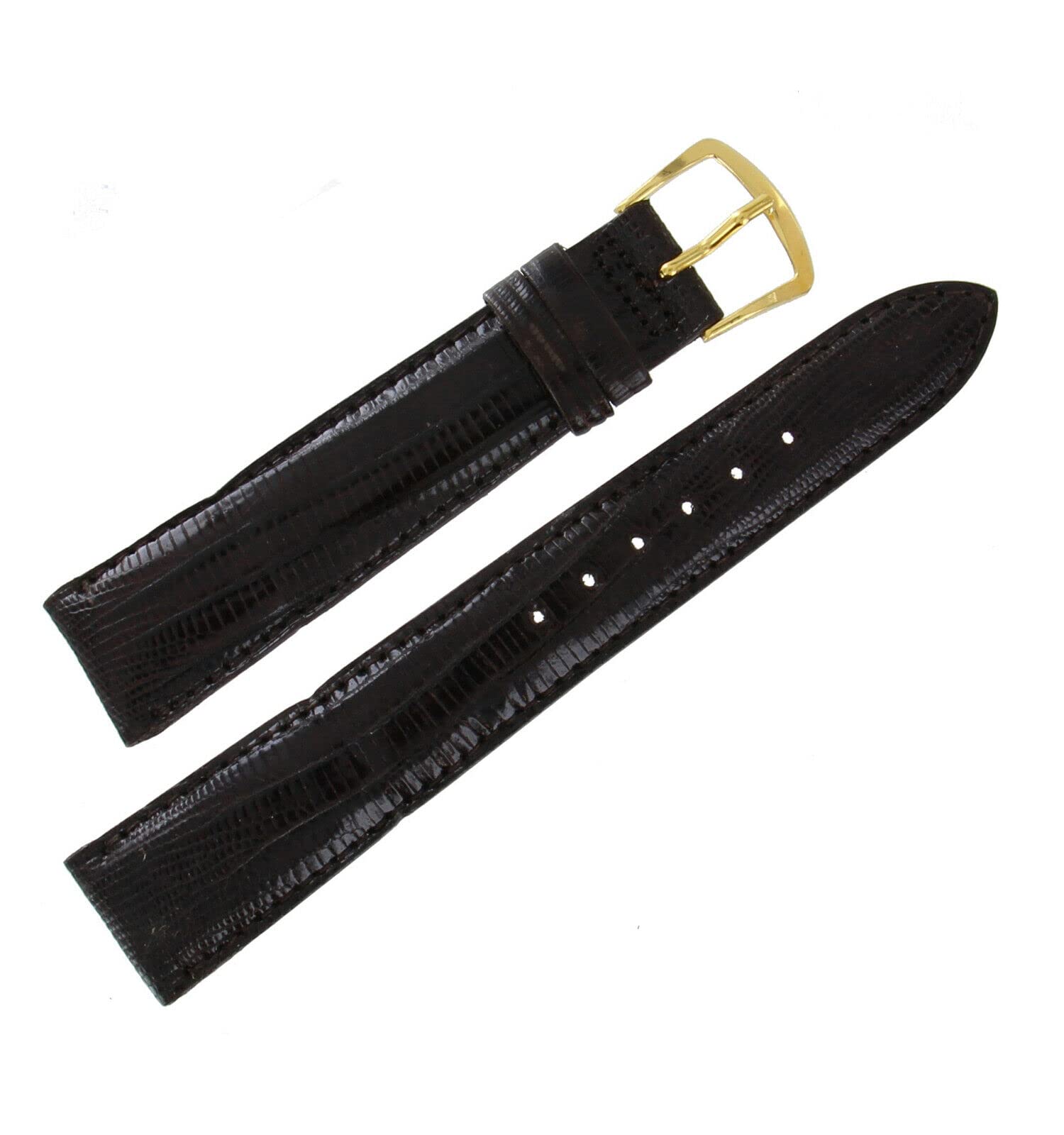 Genuine Teju Lizard Leather Watch Band for Men - 19mm MS801 Brown Stitched Replacement Strap | Perfect for Dress Watches, Business Attire & Formal Occasions