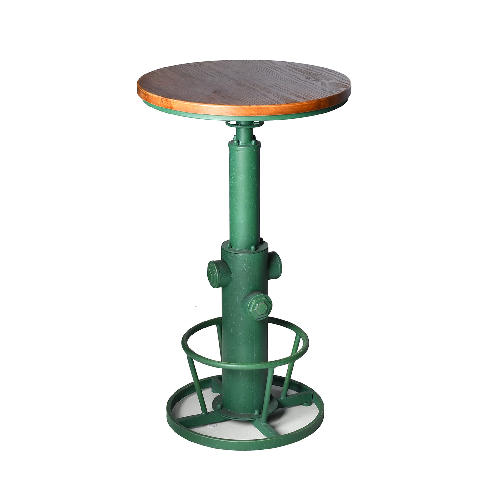 Adjustable Height Industrial Bar Table 38.58-48.43 Inches - Antique Green Pub Table for Kitchen, Dining Room & Coffee Bistro | Perfect for Home Bars, Restaurants and Outdoor Entertaining
