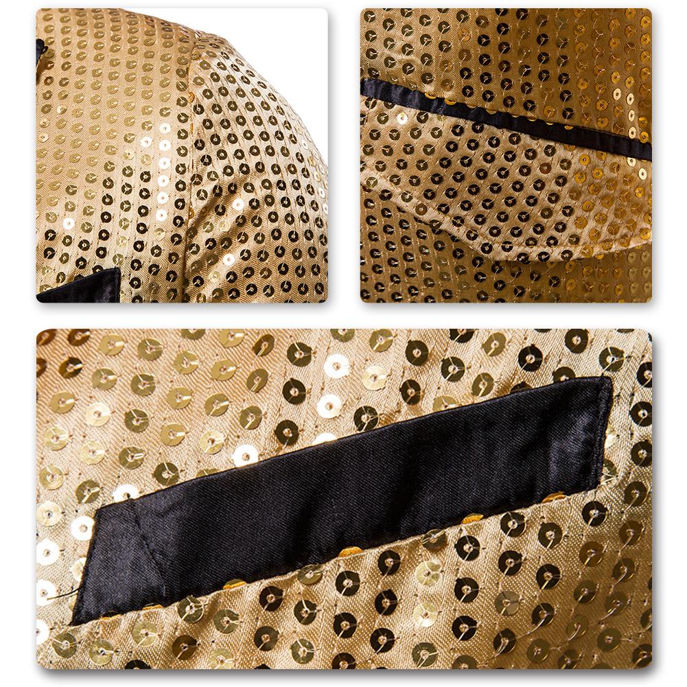 Elegant Gold Sequin Embellished Swallowtail Coat for Women - Perfect for Evening Gala, Prom, Wedding & Special Occasions