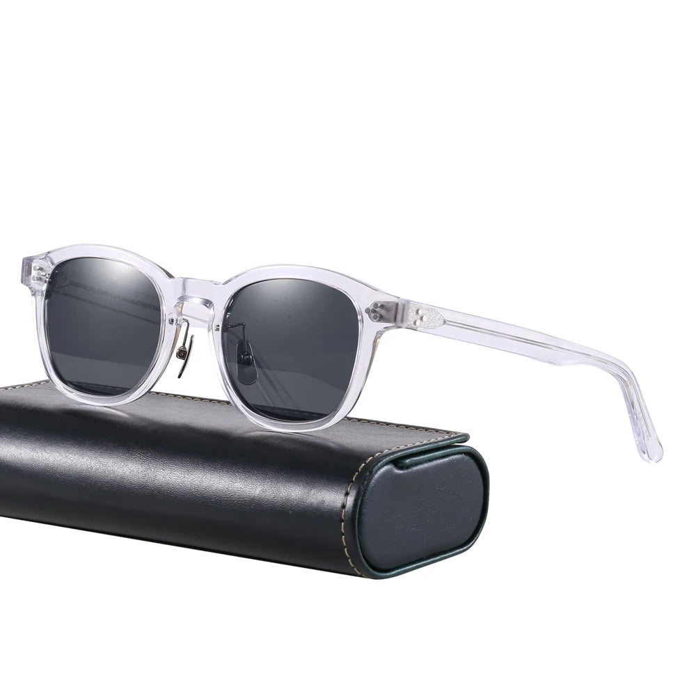 Premium Black Polarized Sunglasses for Men - Square Full Rim Acetate Frame UV400 Protection - Ideal for Driving, Fishing & Outdoor Activities