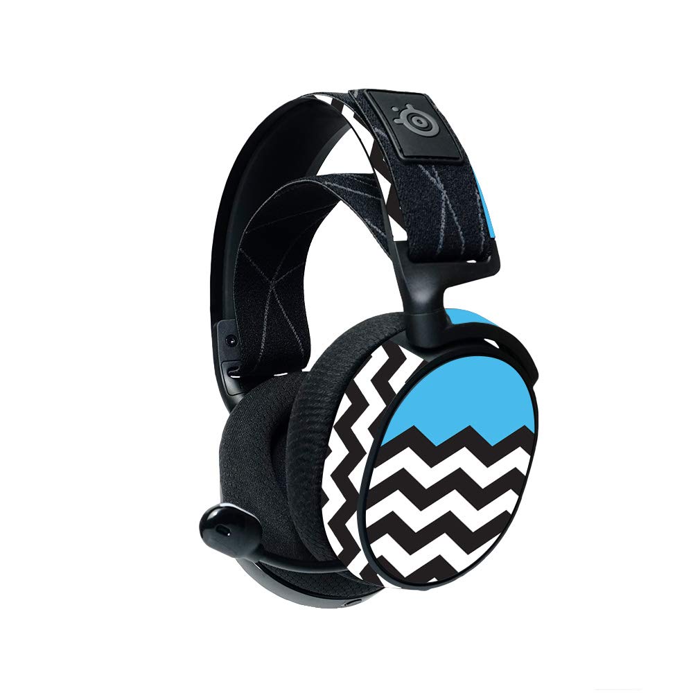 MightySkins Steelseries Arctis 7 Gaming Headset Skin (2019) - Baby Blue Chevron Design | Protective Vinyl Decal Cover | Durable, Customizable & Easy to Apply | Made in USA | Perfect for Gaming, Streaming & Personalizing Your Headset