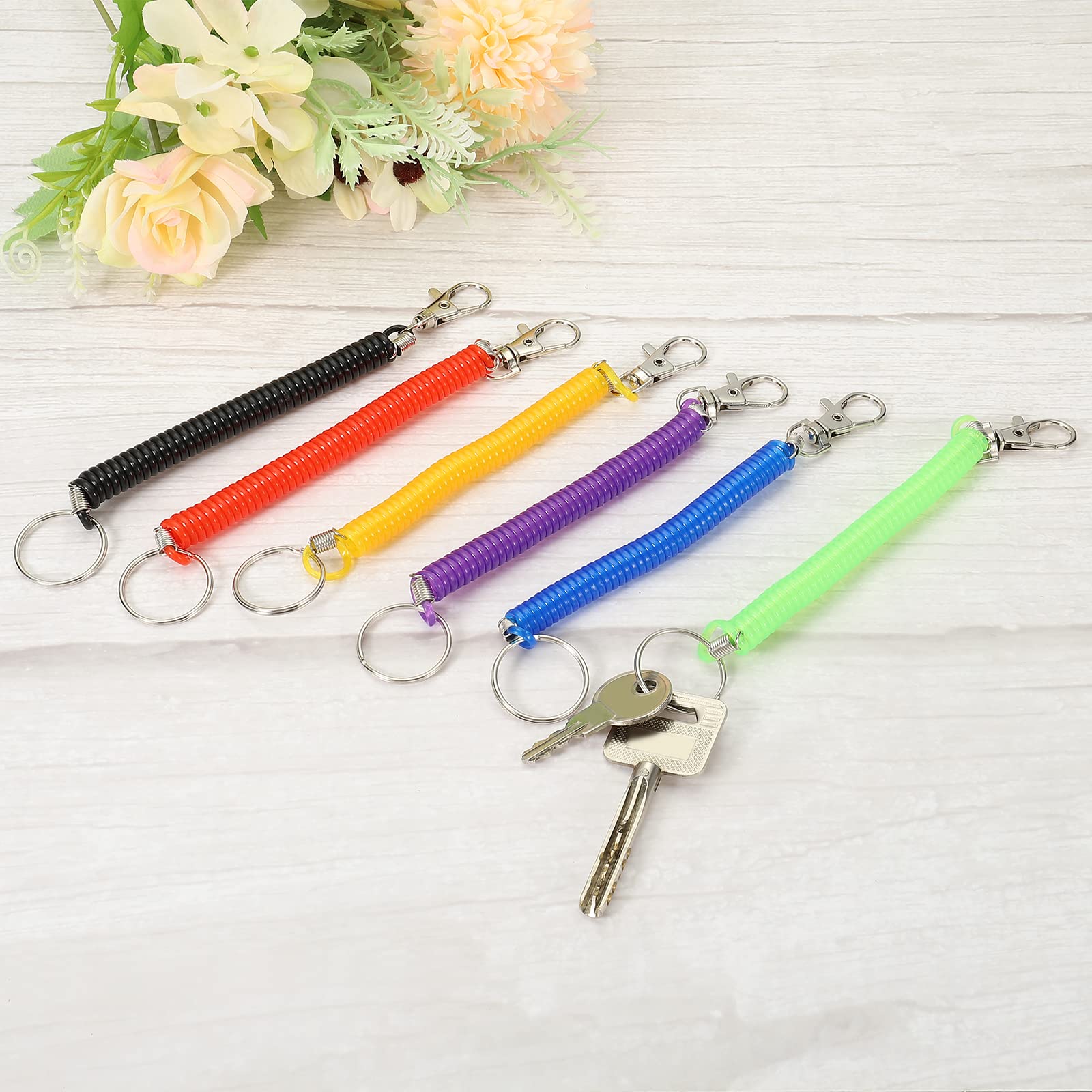Stretchable Spiral Spring Coil Keychain - Durable Key Ring Holder for Keys, Wallet & Phone - Perfect for Gym, Hiking, Travel & Everyday Carry (PATIKIL)
