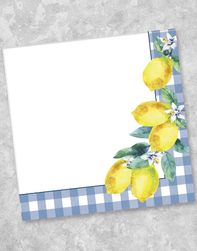 Gingham Lemons Blue Beverage Napkins - 44 Count Disposable Party Napkins for Summer Picnics, BBQs, and Outdoor Gatherings