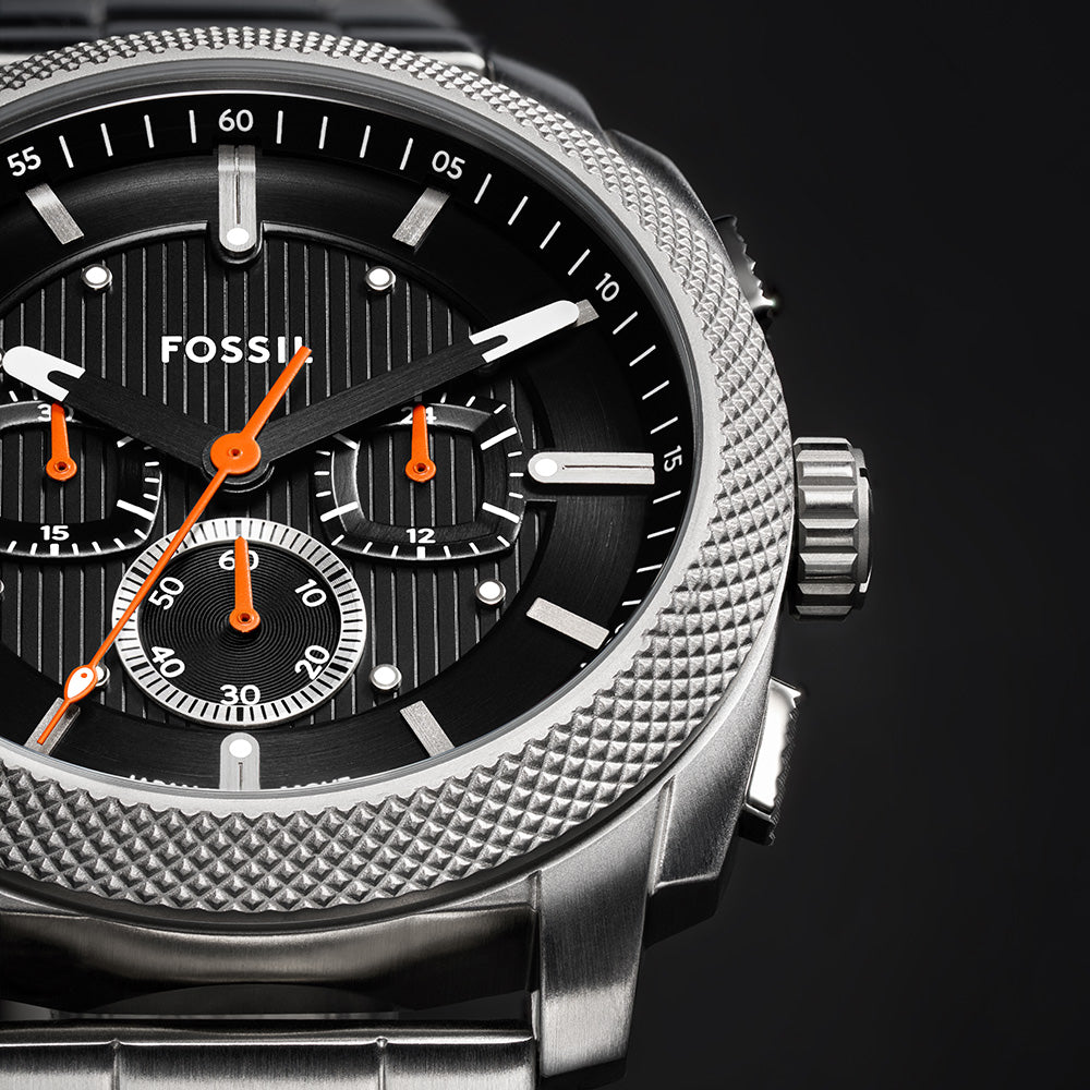 Fossil Machine FS6095 Chronograph Watch for Men - Stylish Analog Quartz Chronograph with Leather Strap - Perfect for Casual, Business & Everyday Wear